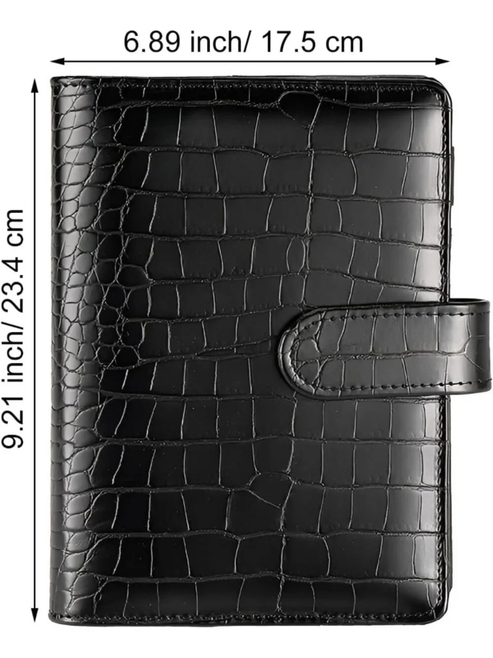 Large Crocodile PU Leather 6-Ring Binder Cover - Refillable Budget Planner